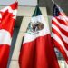 The Mexican, US and the Canadian flags sit in the lobby where the third round of the NAFTA renegotiations are taking place in Ottawa, Ontario, September 24, 2017. 
The negotiations will go between September 23-27, 2017 in Ottawa.  / AFP PHOTO / Lars Hagberg        (Photo credit should read LARS HAGBERG/AFP/Getty Images)